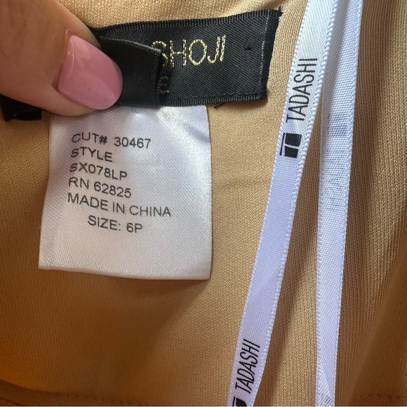 Tadashi Shoji Gold Tiered Gown Petite 6P Sequin V-Neck Tulle Formal Dress Hoco - Picture 8 of 11